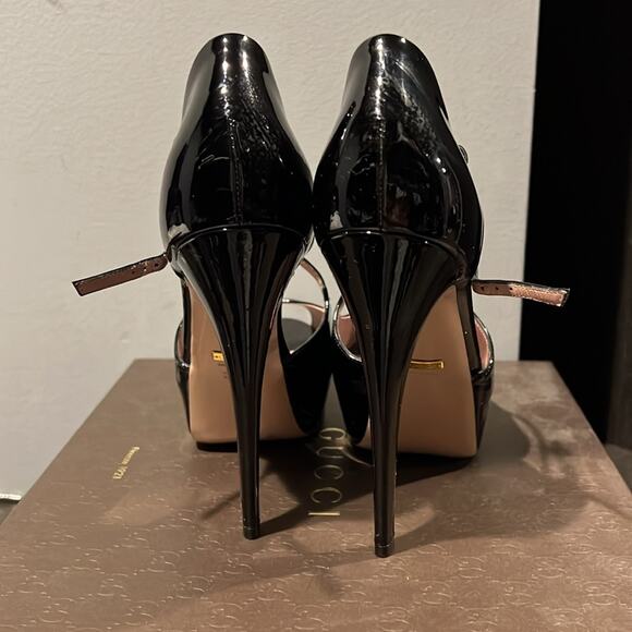 Gucci Black Patent Leather Vernice Crystal/Napa Charlott Nero Size 38 / 8 - Picture 8 of 10